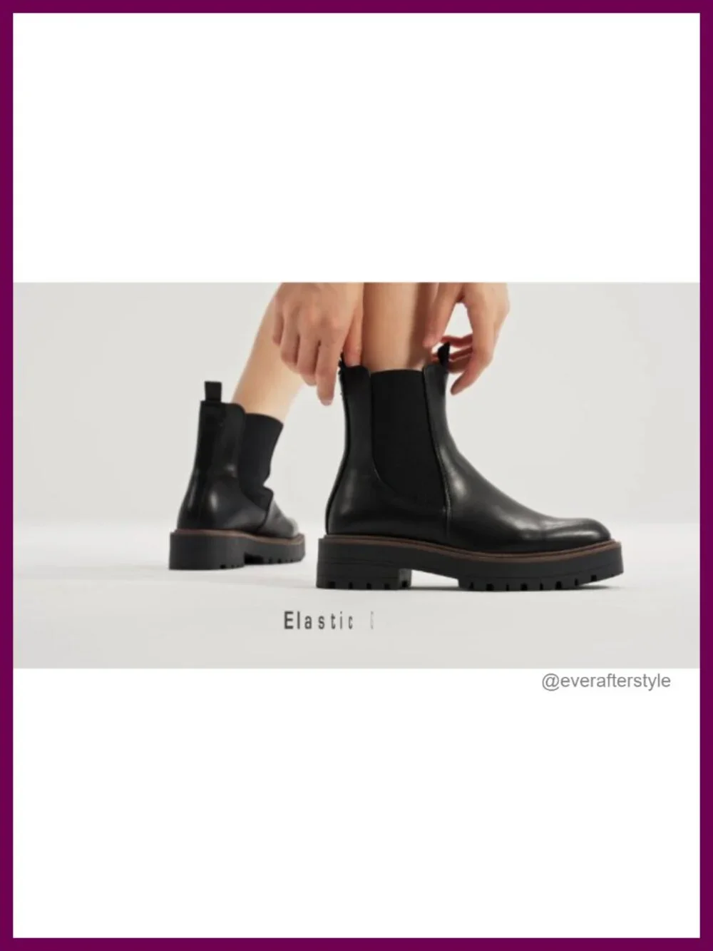 Faux Leather Chelsea Ankle Boots Square Toe Low Heel Lug Sole Platform Booties - Picture 6 of 6